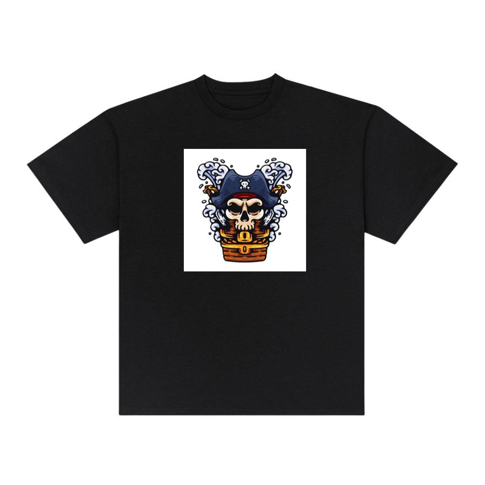 Pirate Skull with Treasure Chest and Waves TShirts Kulottee