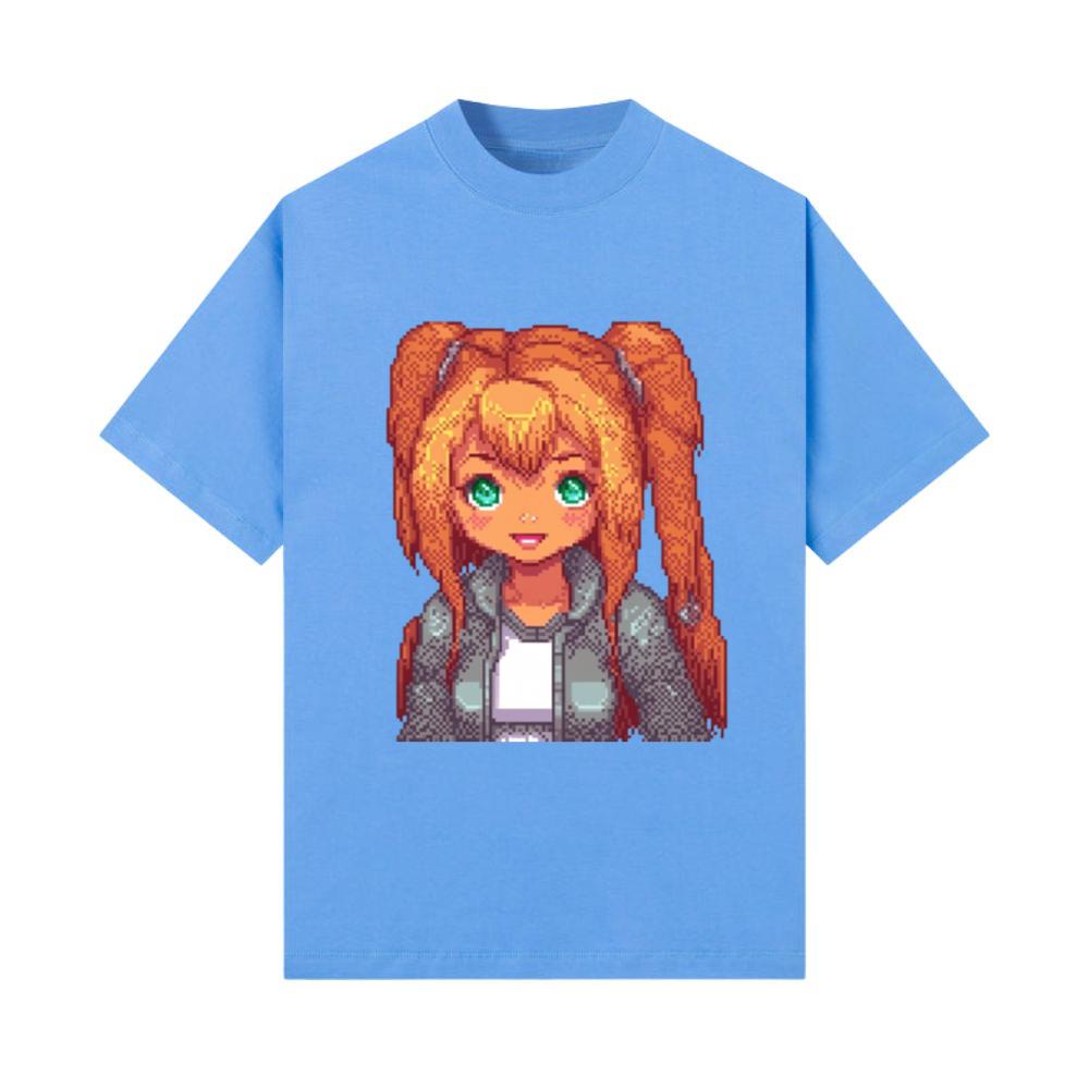 Pixel Glow Girl - Retro Anime Style T-Shirt