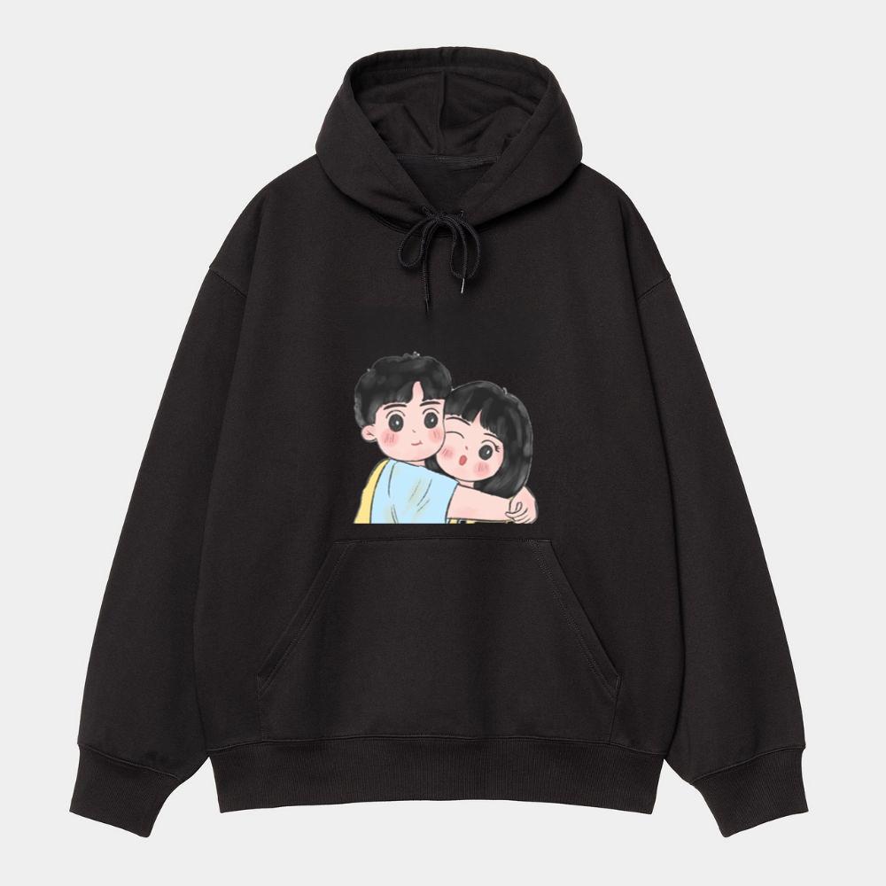 Playful Couple Hug Hoodie