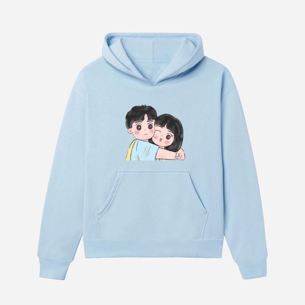 Playful Couple Hug Hoodies