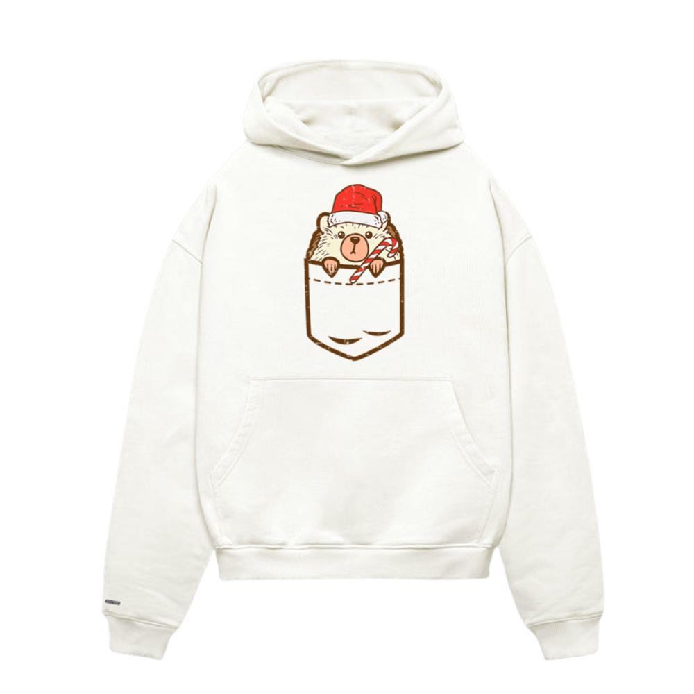 Pocket Hedgehog Santa Cute Animal Christmas Xmas Hoodie