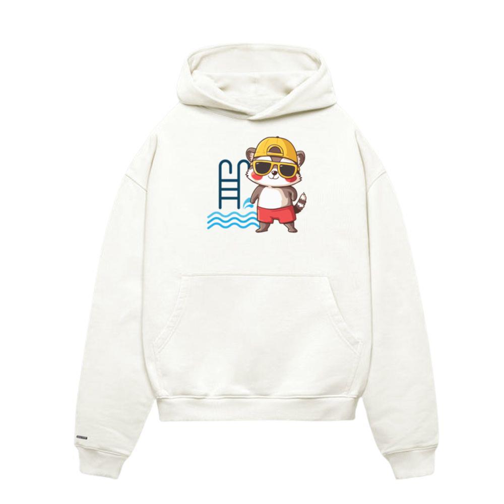 Pool Day Raccoon - Funny Cutesy Cute Animal Hoodie