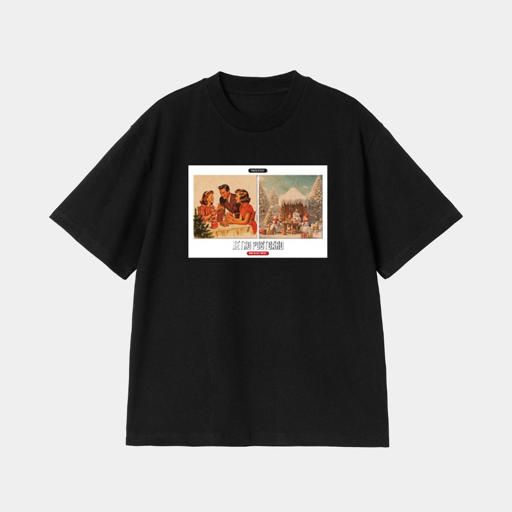 Postcard with Family and Winter Scenes. T-Shirt