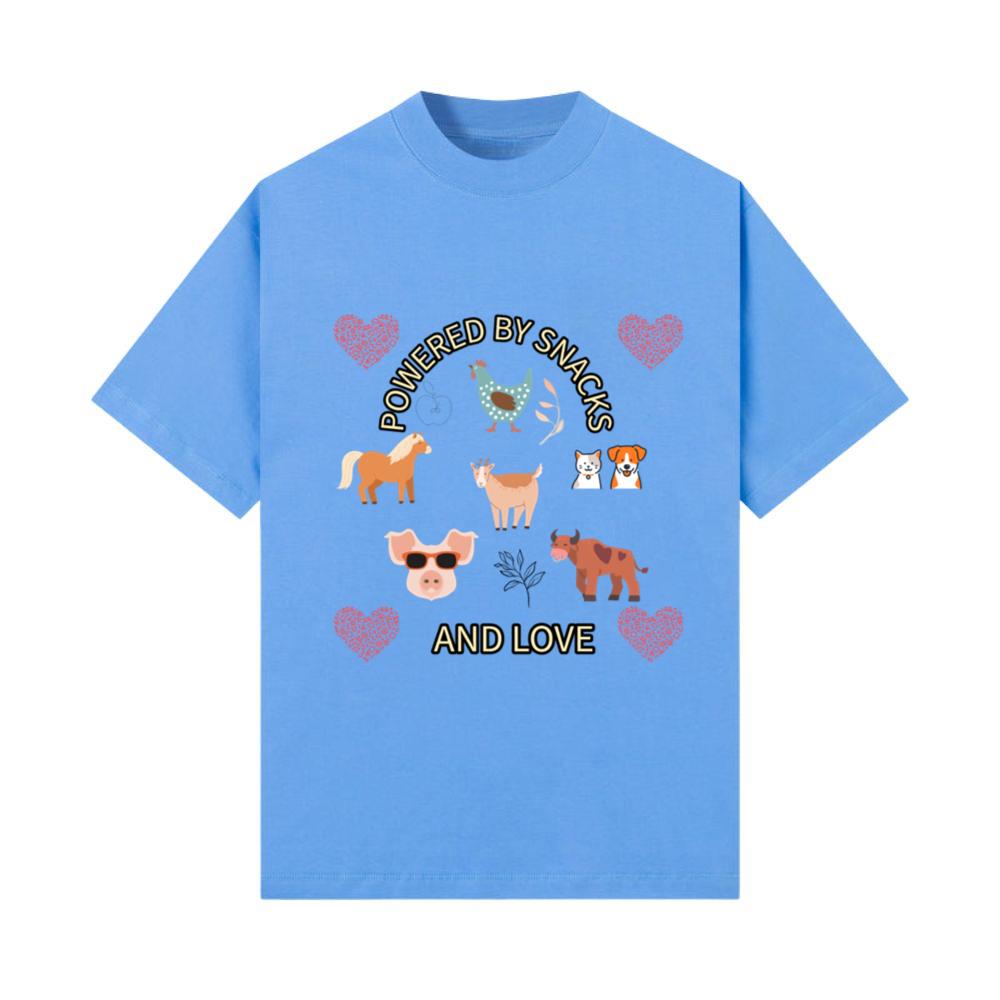 Powered by snacks and love animal farmer design T-Shirt