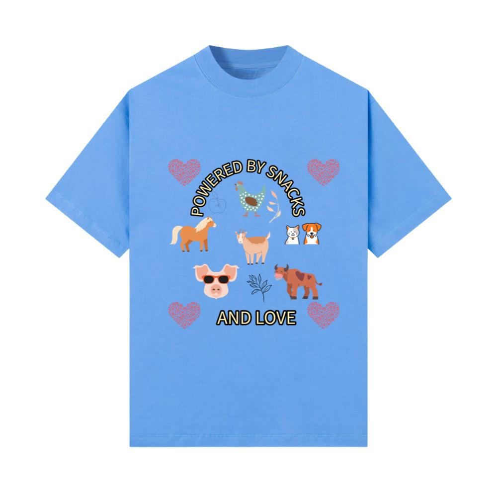 Powered by snacks and love animal farmer design T-Shirts