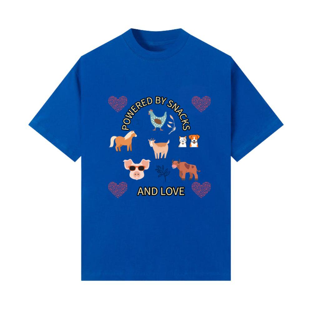 Powered by snacks and love animal farmer design T-Shirts