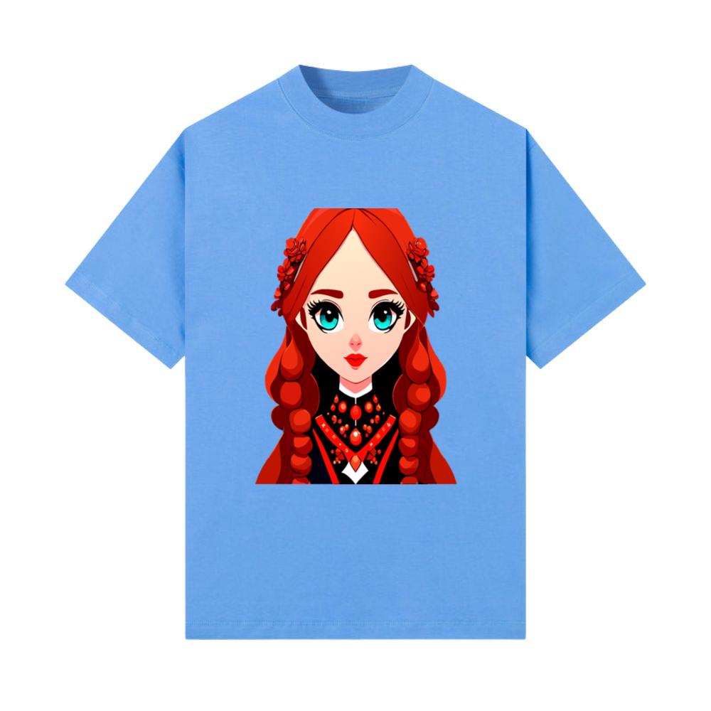 Pretty Ginger Anime Doll Vector Illustration T-Shirt