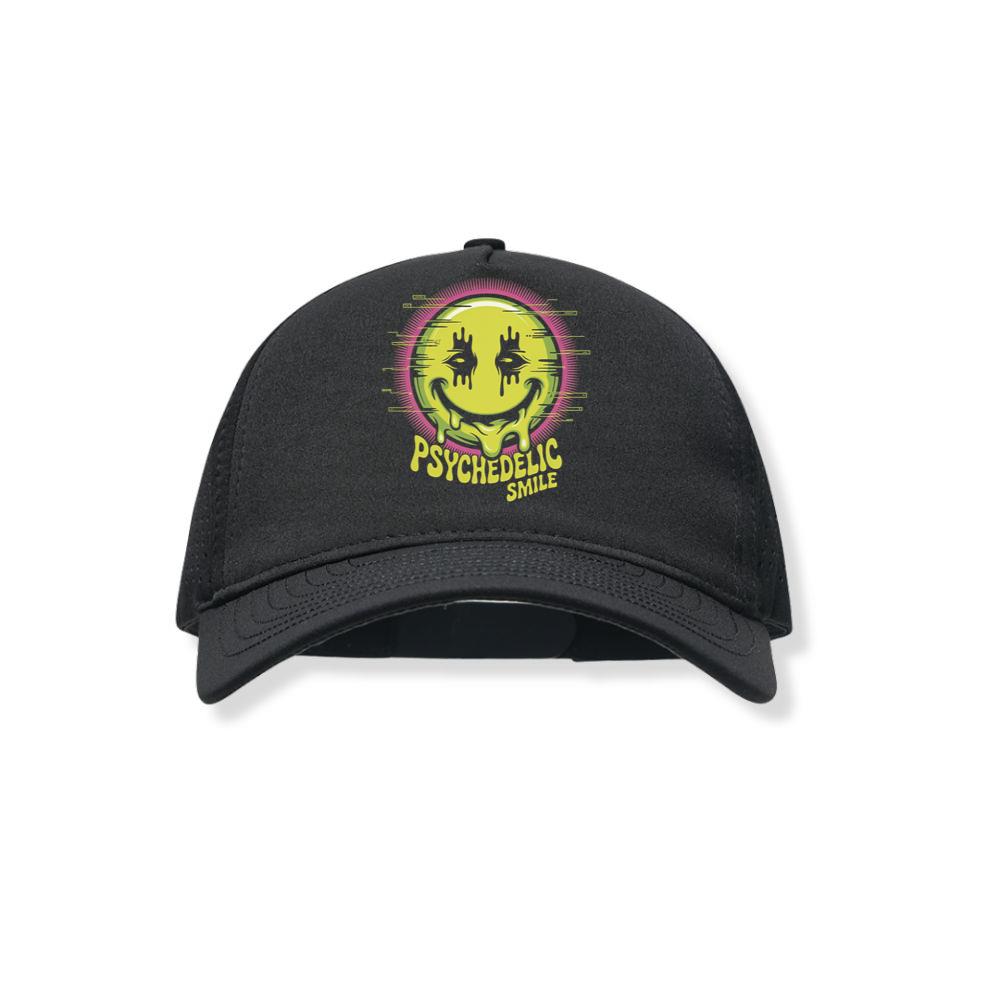 Psychedelic Smile Alien Trip Artwork Black Hat