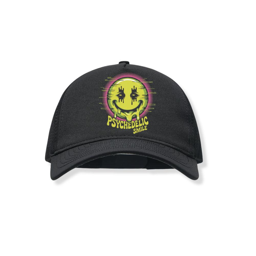 Psychedelic Smile Alien Trip Artwork Black Hat
