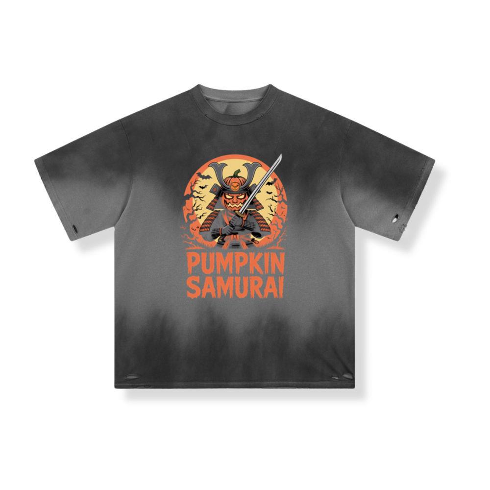 Pumpkin Samurai Warrior Halloween Graphic T-Shirt
