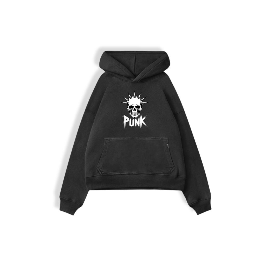 Punk Skull Spikes Retro Graphic Hoodie