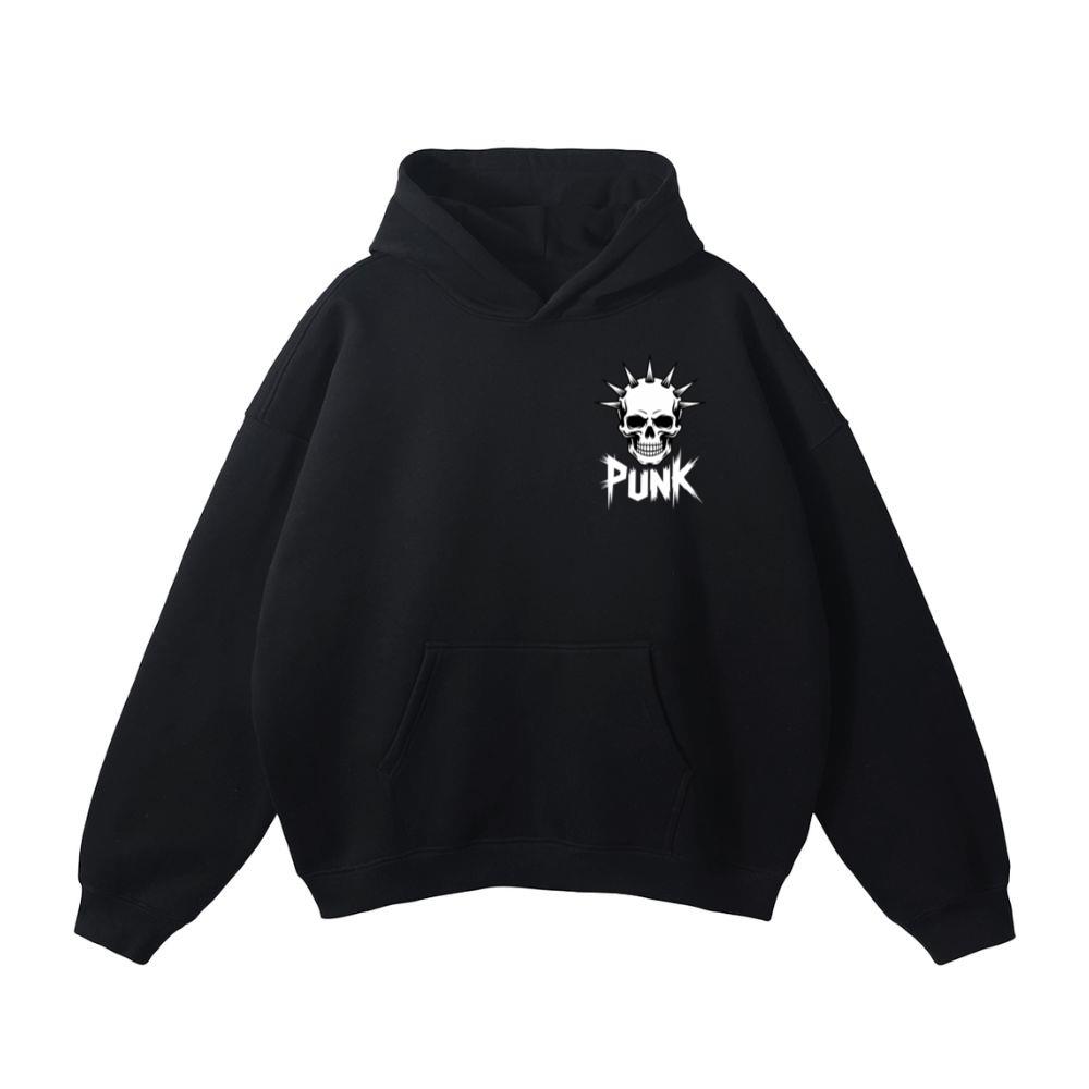 Punk Skull Spikes Retro Graphic Hoodie