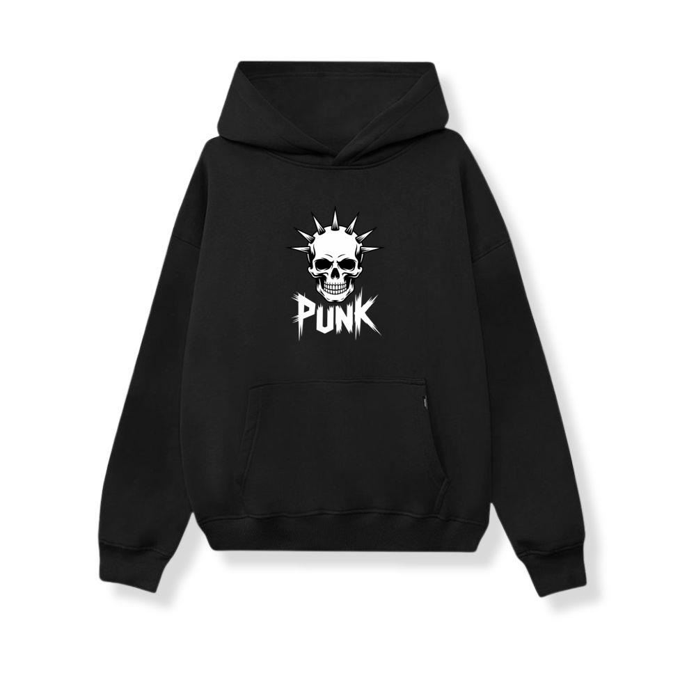 Punk Skull Spikes Retro Graphic Hoodie