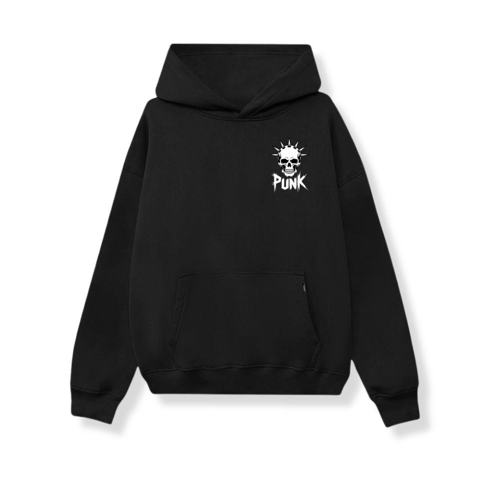 Punk Skull Spikes Retro Graphic Hoodie