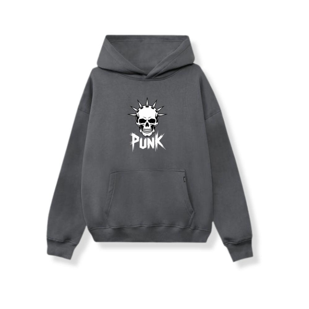 Punk Skull Spikes Retro Graphic Hoodie - Image 2