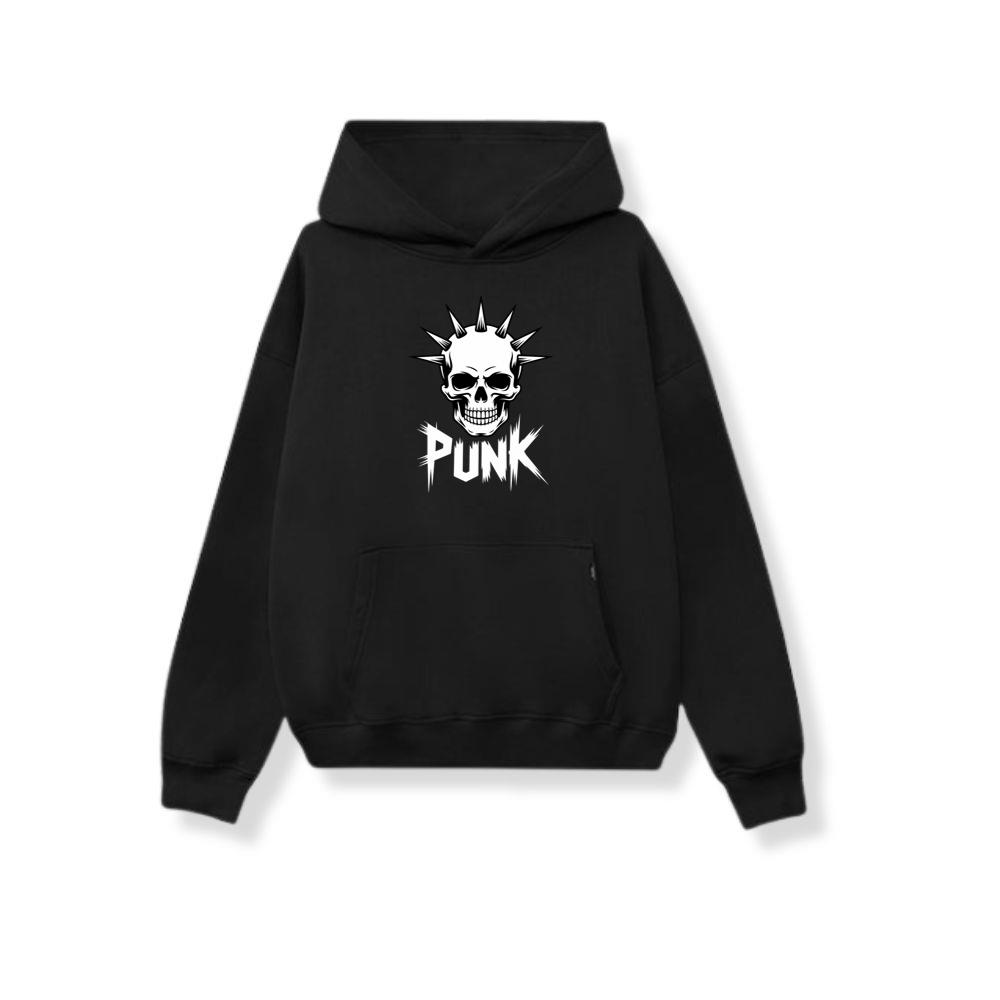 Punk Skull Spikes Retro Graphic Hoodie