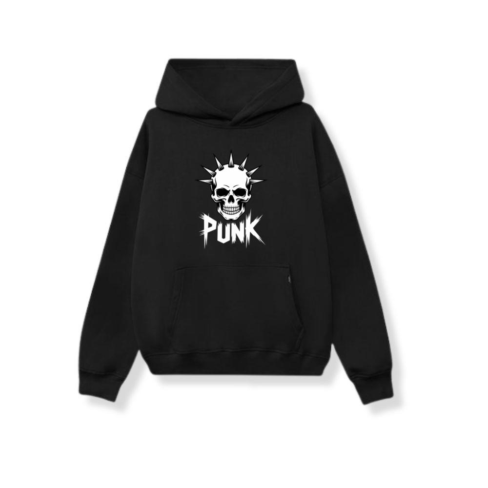 Punk Skull Spikes Retro Graphic Hoodie