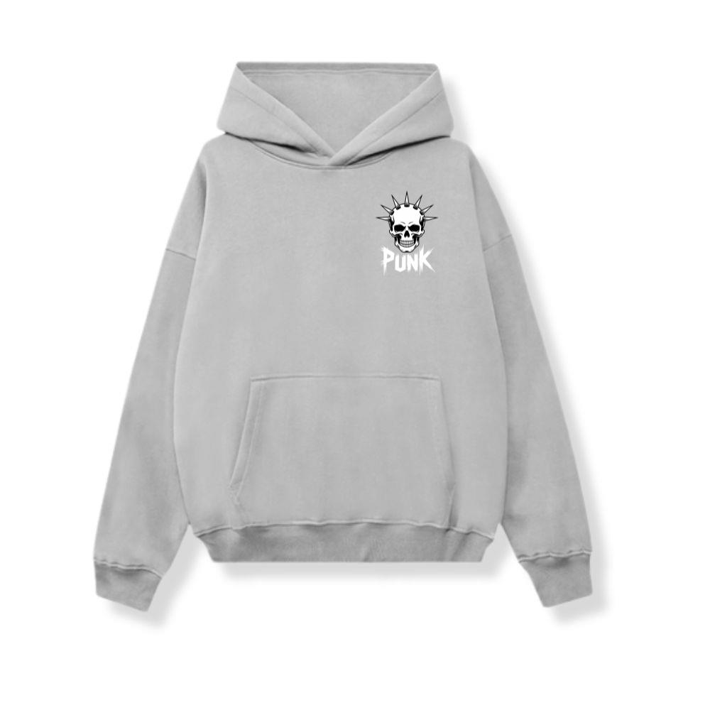 Punk Skull Spikes Retro Graphic Hoodie