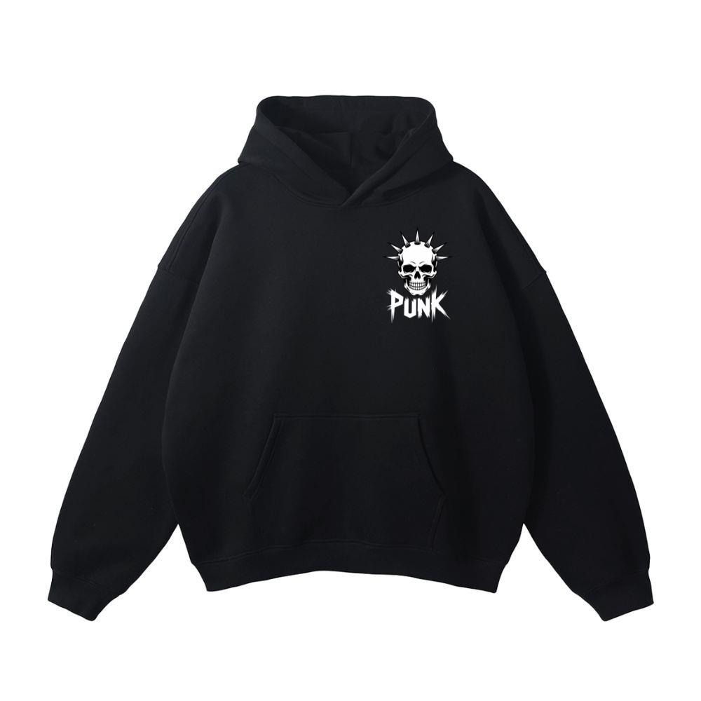 Punk Skull Spikes Retro Graphic Hoodie