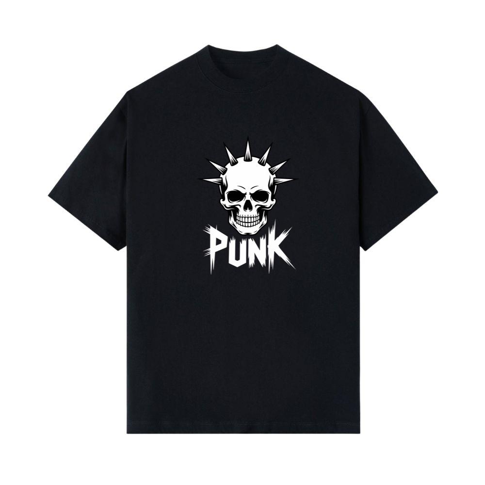 Punk Skull Spikes Retro Graphic T-Shirt