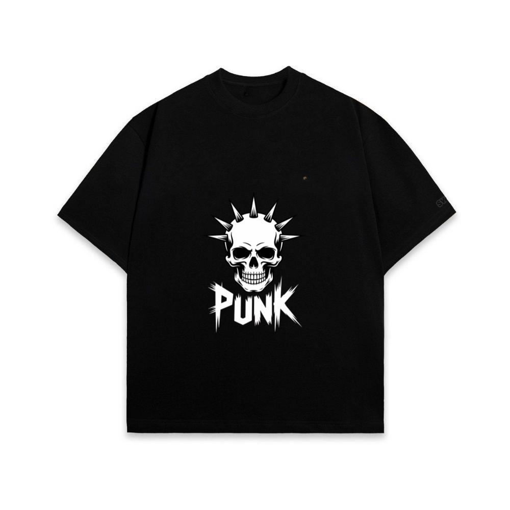 Punk Skull Spikes Retro Graphic T-Shirt