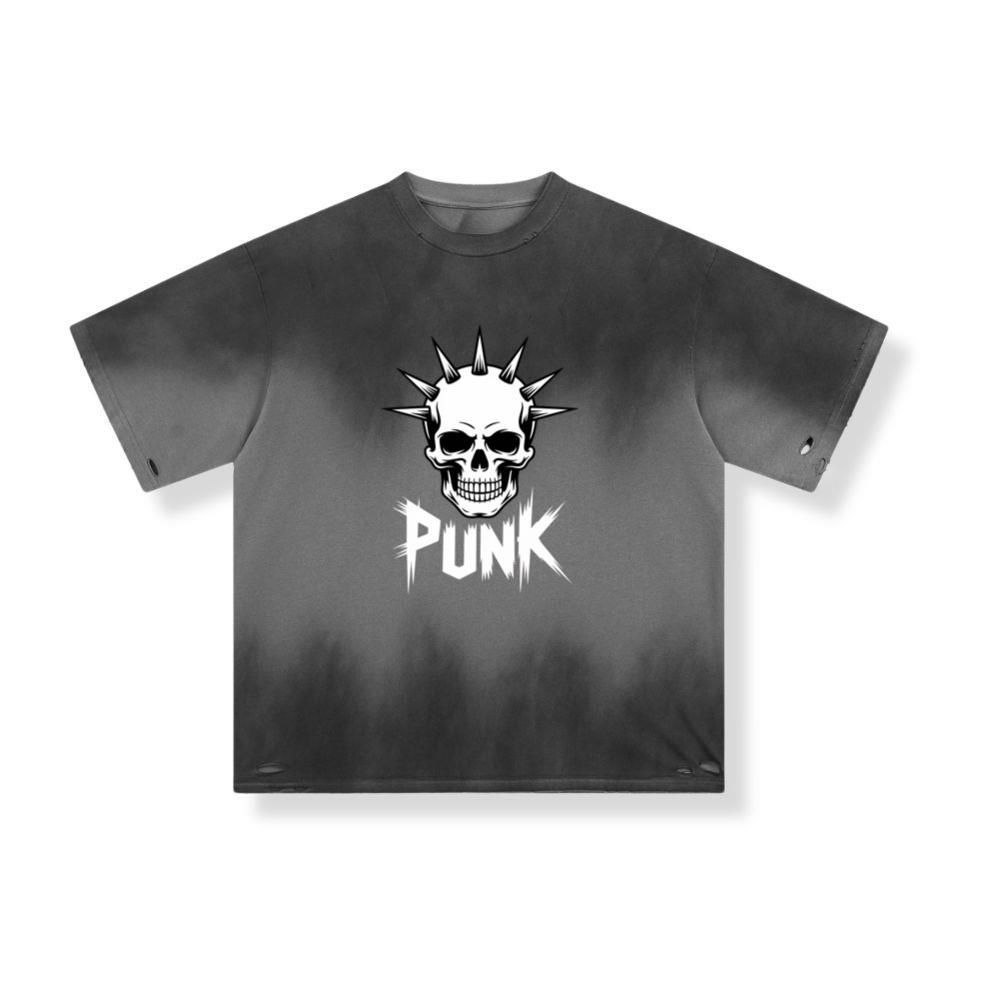 Punk Skull Spikes Retro Graphic T-Shirt