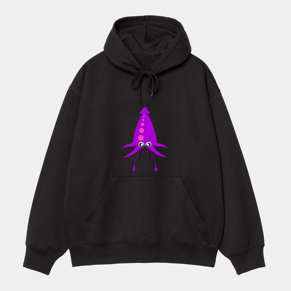 Purple Cartoon Squid Hoodie