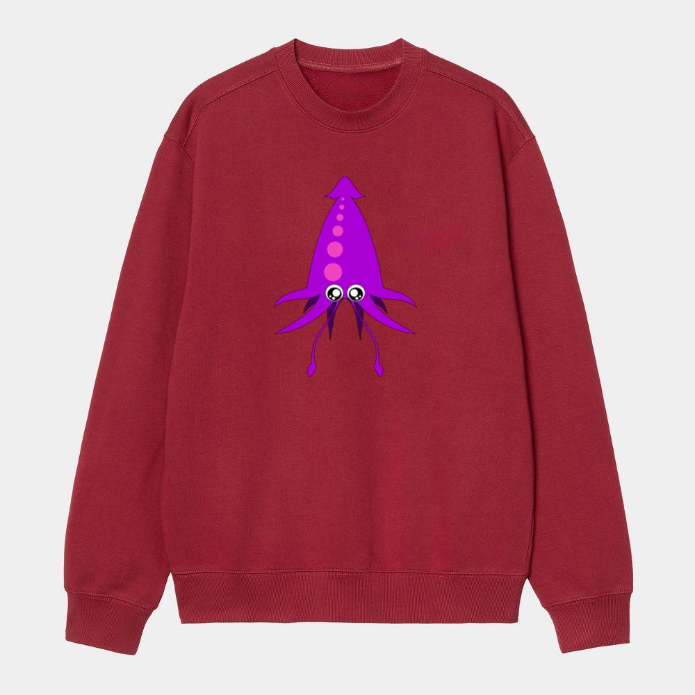 Purple Cartoon Squid Sweatshirt