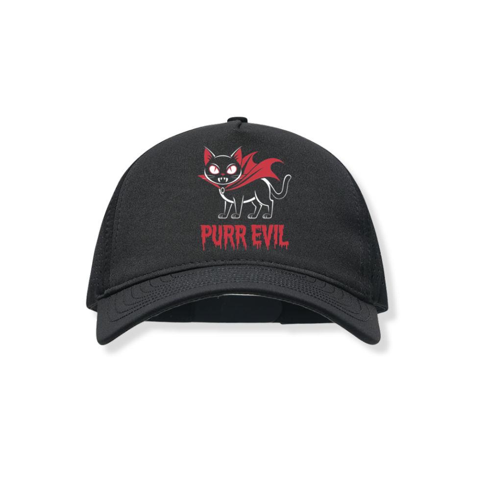 Purr Evil Cat Vampire Funny Halloween Cartoon Design Black Hat