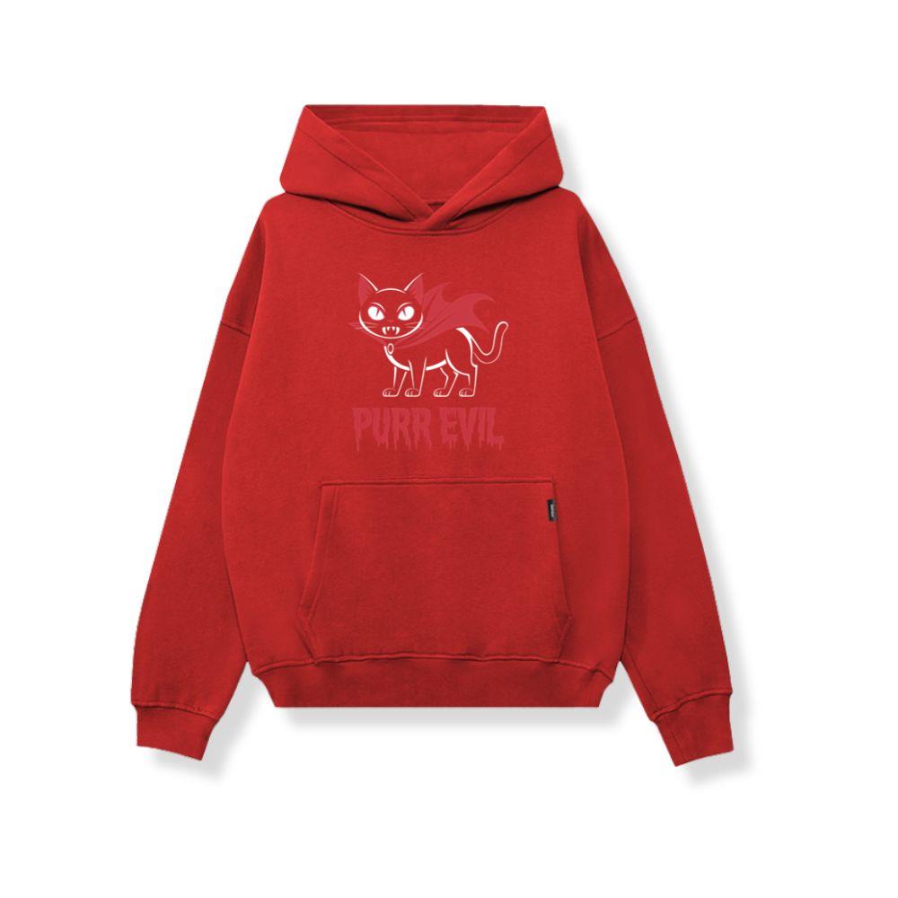 Purr Evil Cat Vampire Funny Halloween Cartoon Design Hoodie - Image 4