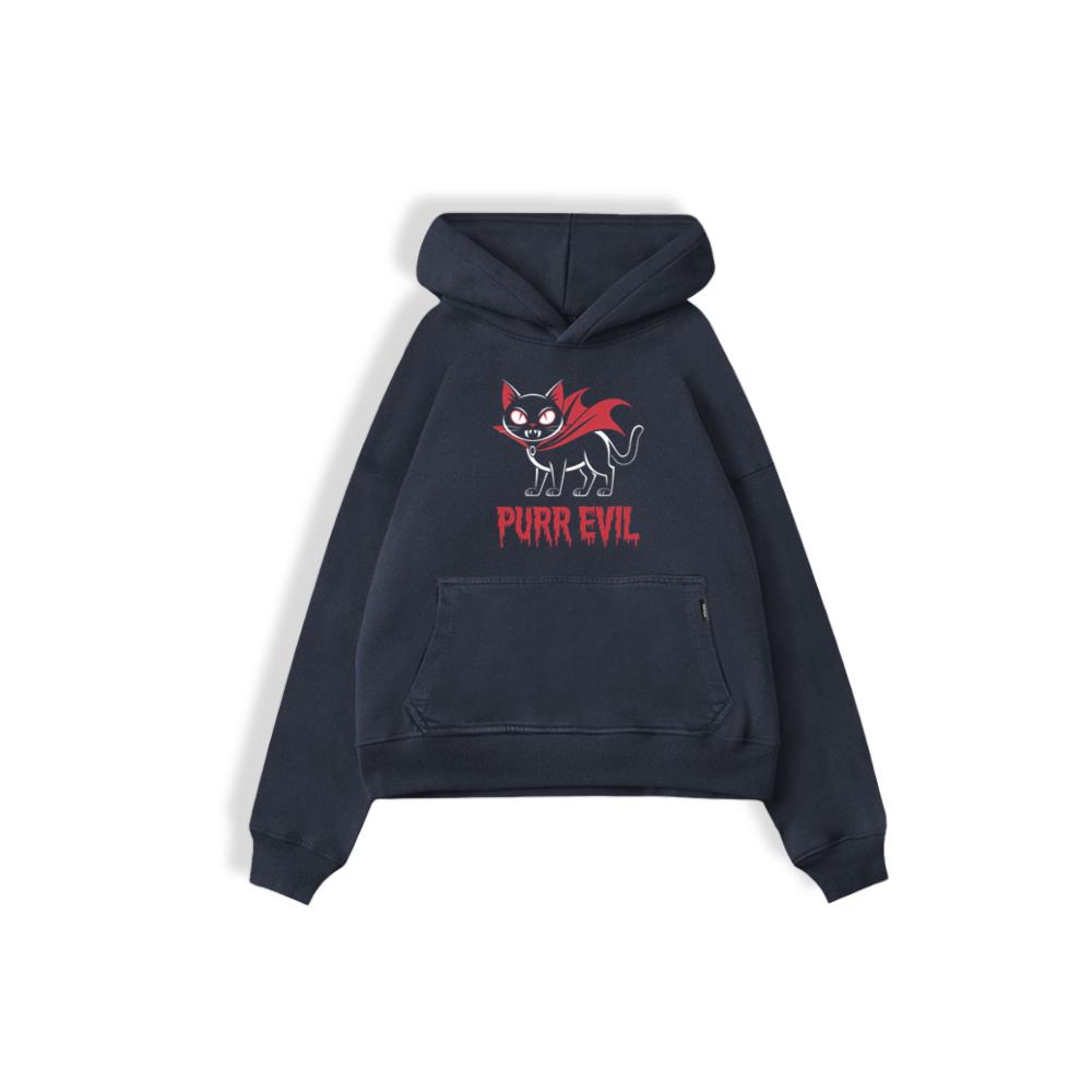 Purr Evil Cat Vampire Funny Halloween Cartoon Design Hoodie - Image 2