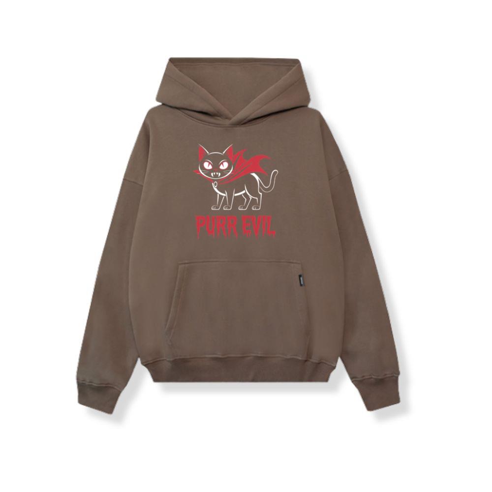 Purr Evil Cat Vampire Funny Halloween Cartoon Design Hoodie - Image 3