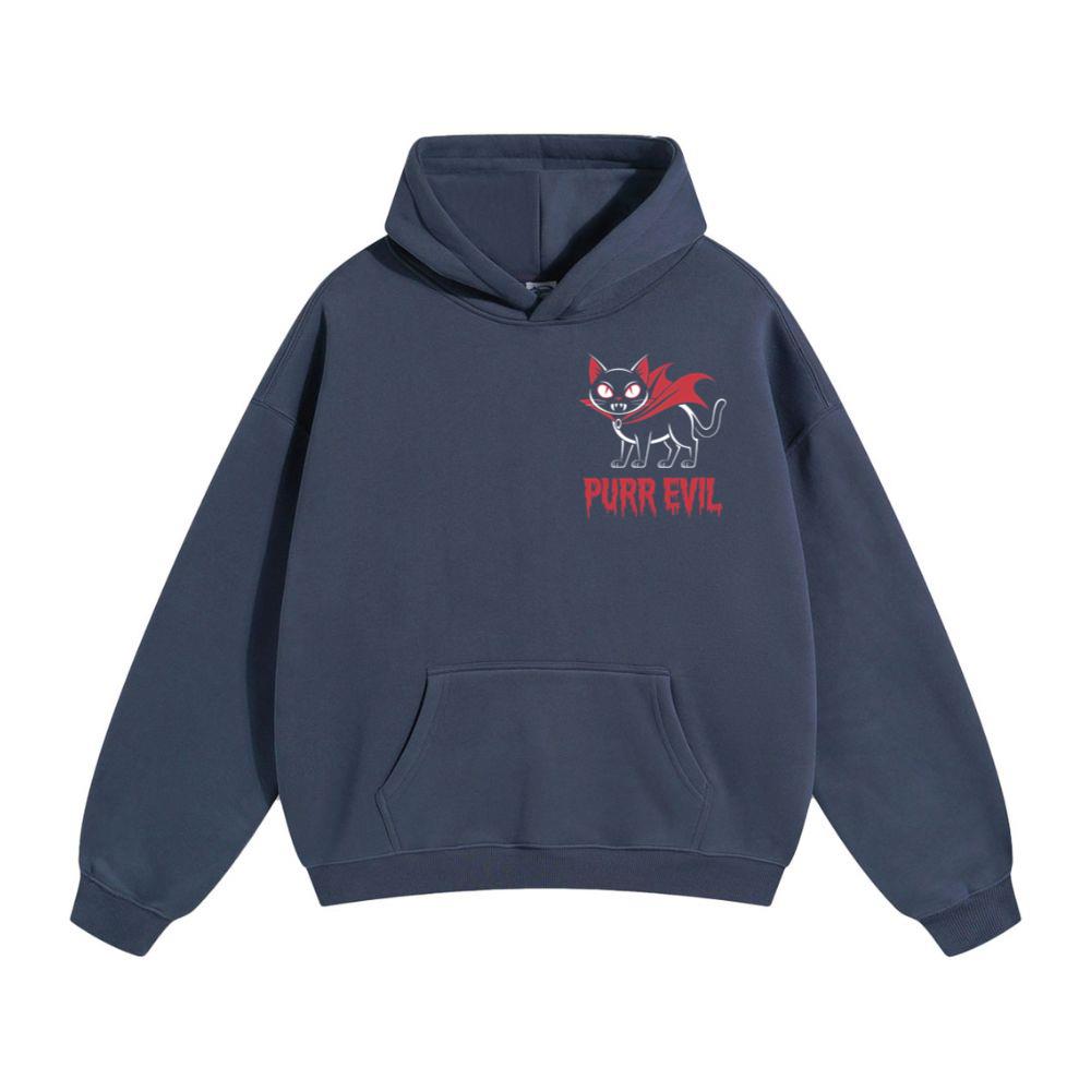 Purr Evil Cat Vampire Funny Halloween Cartoon Design Hoodie