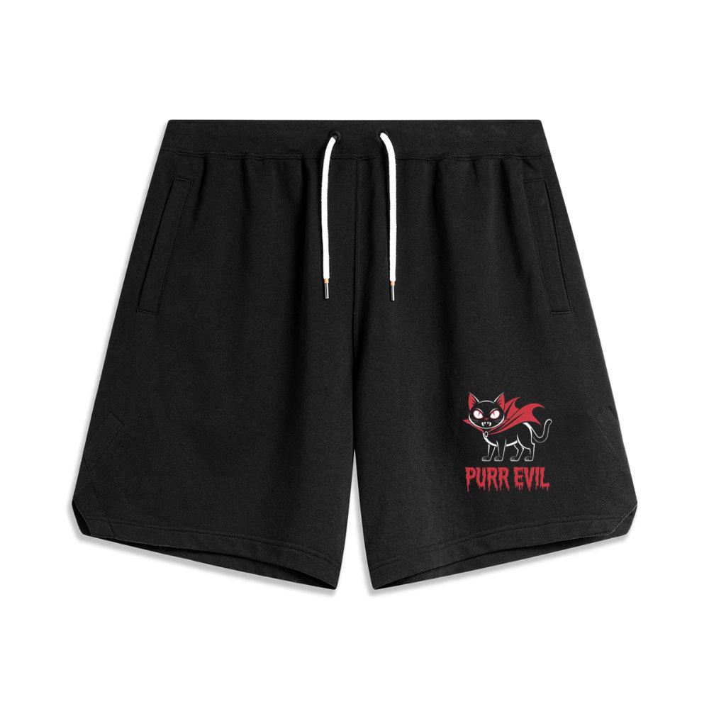 Purr Evil Cat Vampire Funny Halloween Cartoon Design Men's Basketball Shorts