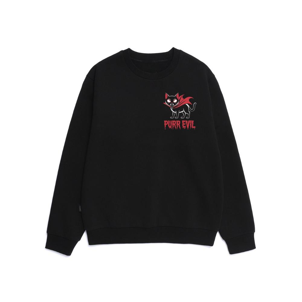 Purr Evil Cat Vampire Funny Halloween Cartoon Design Sweatshirt