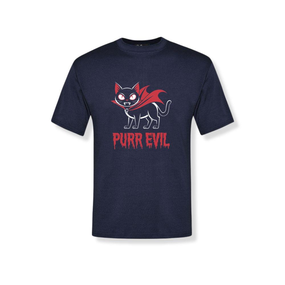 Purr Evil Cat Vampire Funny Halloween Cartoon Design T-Shirt 2