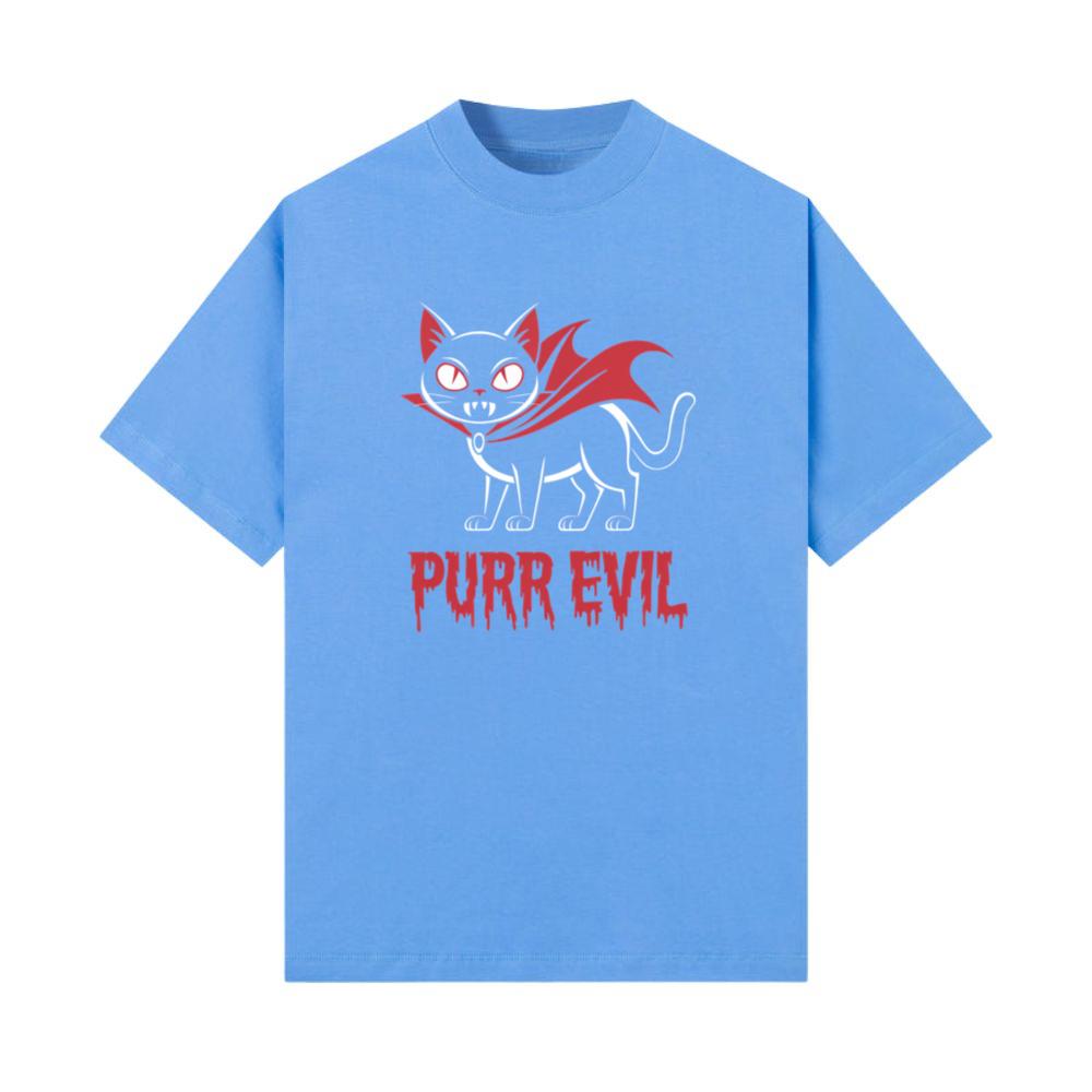 Purr Evil Cat Vampire Funny Halloween Cartoon Design T-Shirts