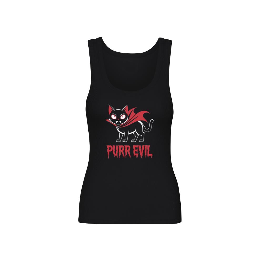 Purr Evil Cat Vampire Funny Halloween Cartoon Design TankTop