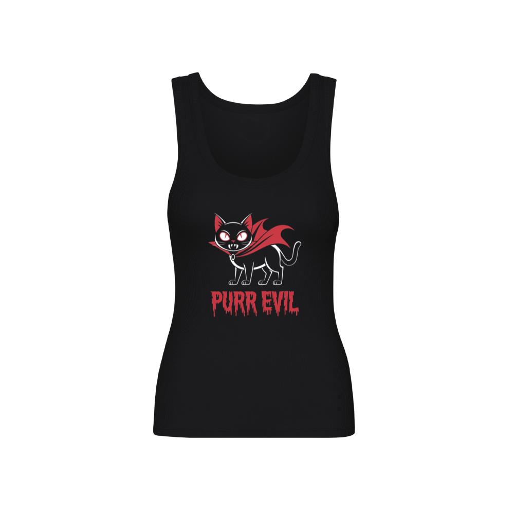 Purr Evil Cat Vampire Funny Halloween Cartoon Design TankTop 