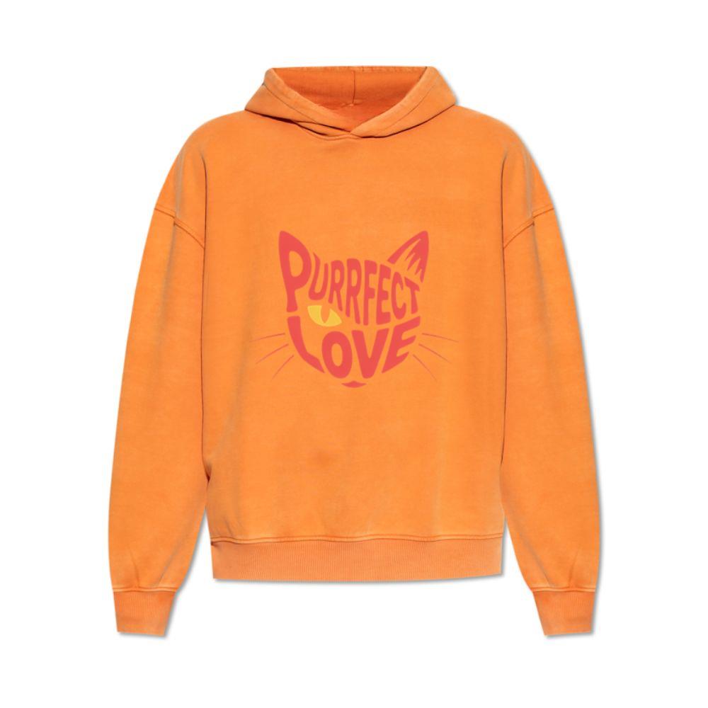 Purrfect Love Cute Evil Cat with Heart Typography Artwork Hoodie