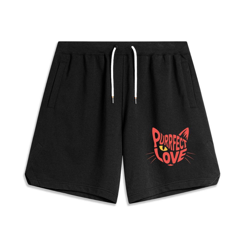 Purrfect Love Cute Evil Cat with Heart Typography Artwork Short