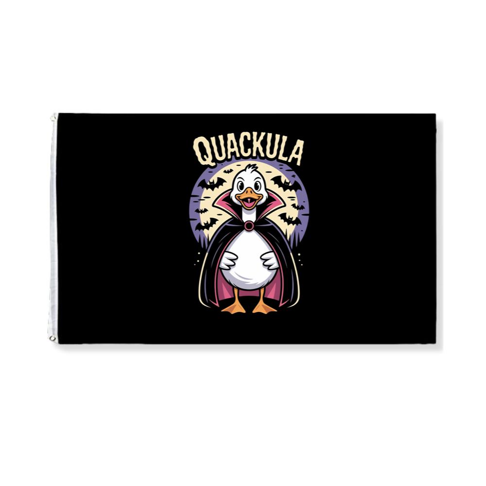 Quackula Duck Vampire Halloween Cartoon Design Flag