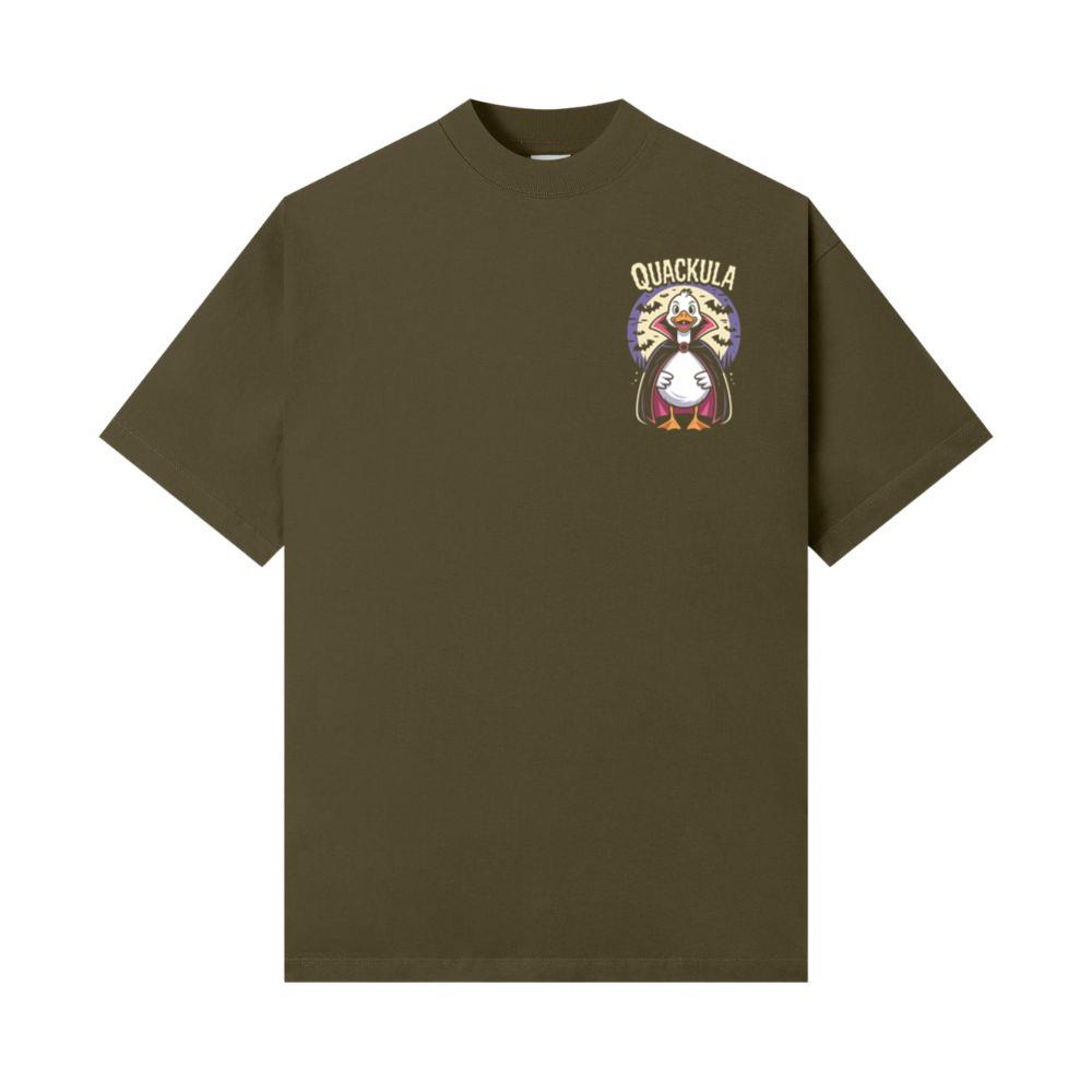 Quackula Duck Vampire Halloween Cartoon Design T-Shirt - Image 2