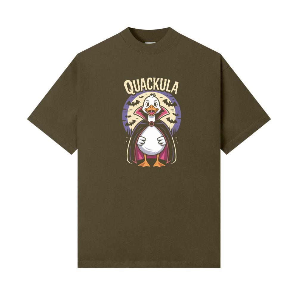 Quackula Duck Vampire Halloween Cartoon Design T-Shirt - Image 2
