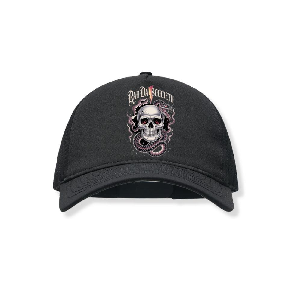 Ra Da Societ Skull Surrounded by Roses Gothic Artwork Black Hat