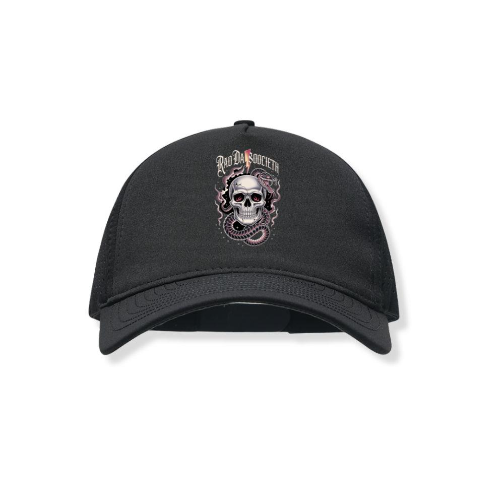 Ra Da Societ Skull Surrounded by Roses Gothic Artwork Black Hat