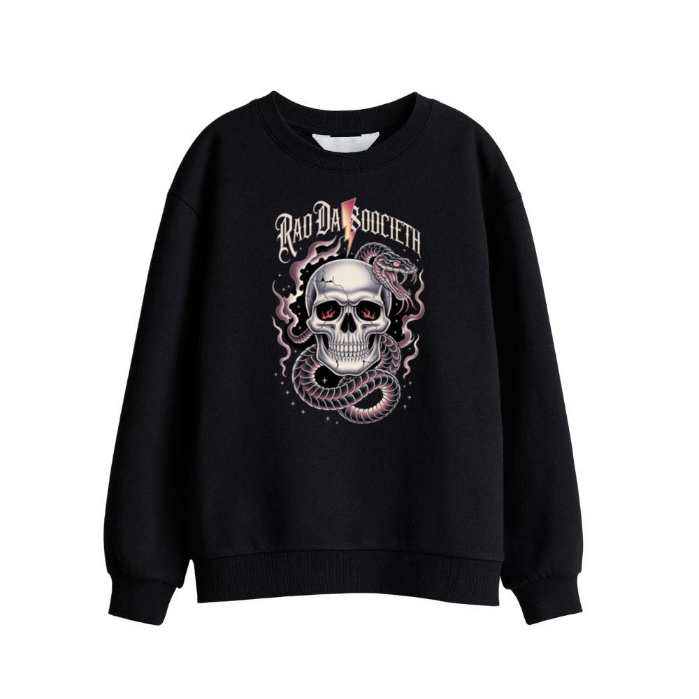Ra Da Societ Skull Surrounded by Roses Gothic Artwork Sweatshirts