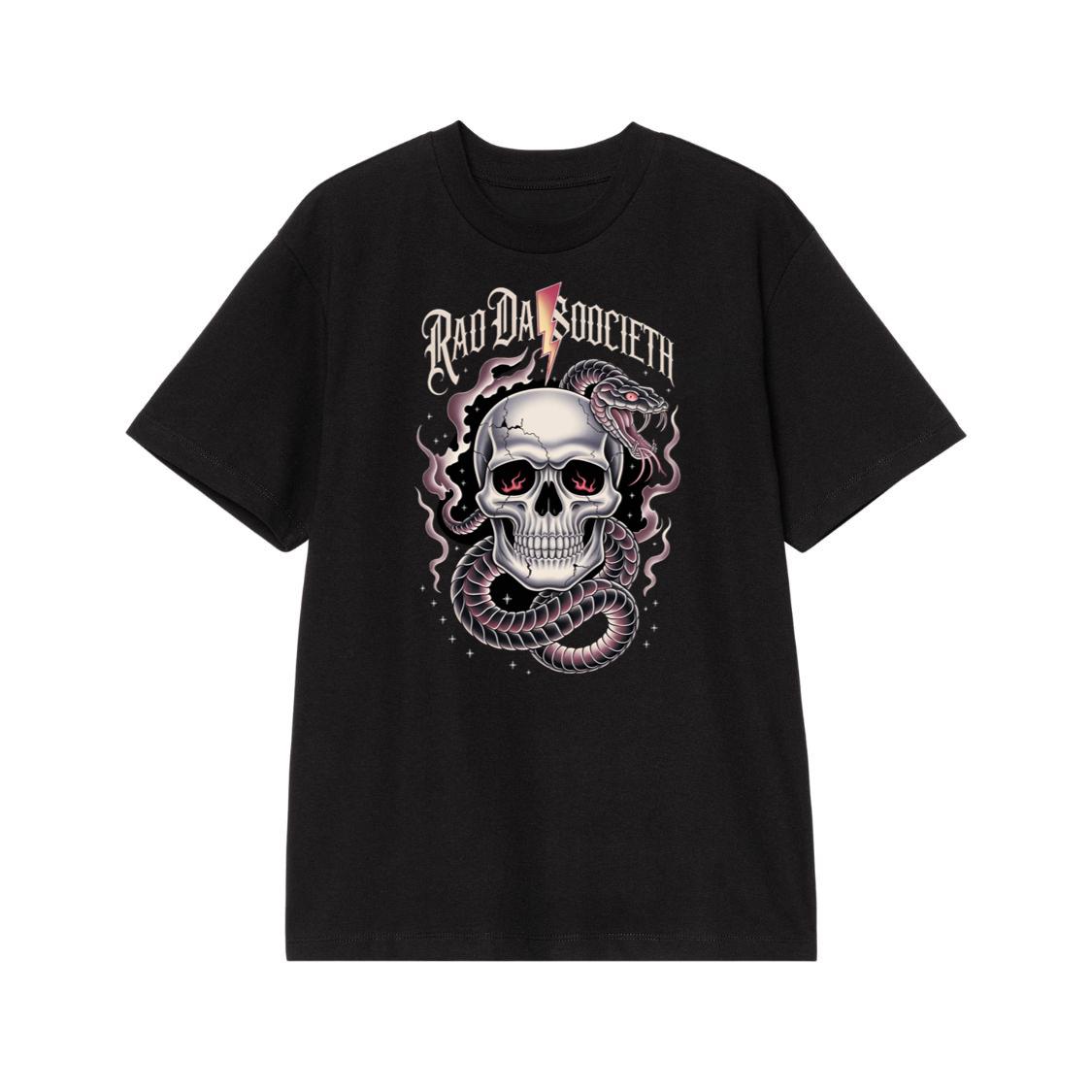 Ra Da Societ Skull Surrounded by Roses Gothic Artwork T-Shirt
