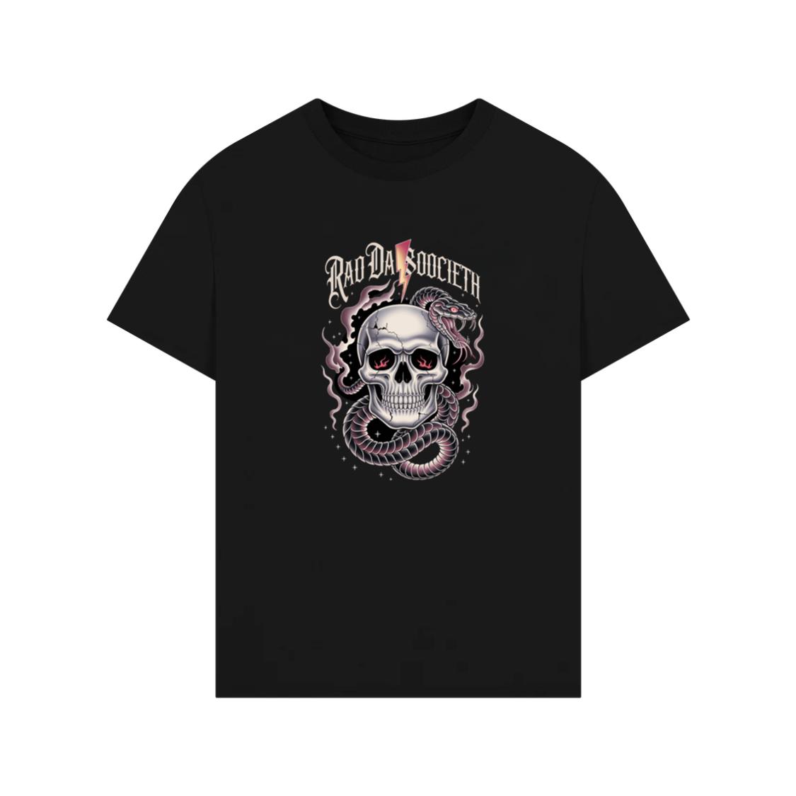 Ra Da Societ Skull Surrounded by Roses Gothic Artwork T-Shirt