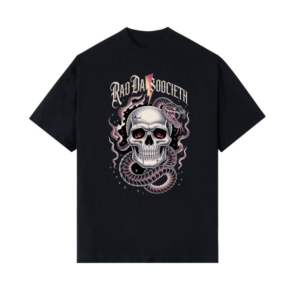 Ra Da Societ Skull Surrounded by Roses Gothic Artwork T-Shirts